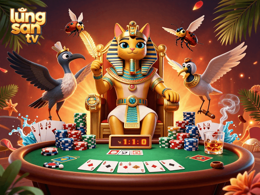 lương sơn tv showcases a vibrant pharaoh-themed casino scene filled with energy and rich detail.