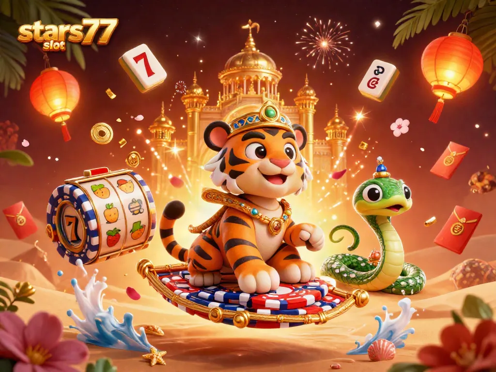 Taruhan pada stars77 slot dengan sultan dan genie di dunia kasino yang megah.