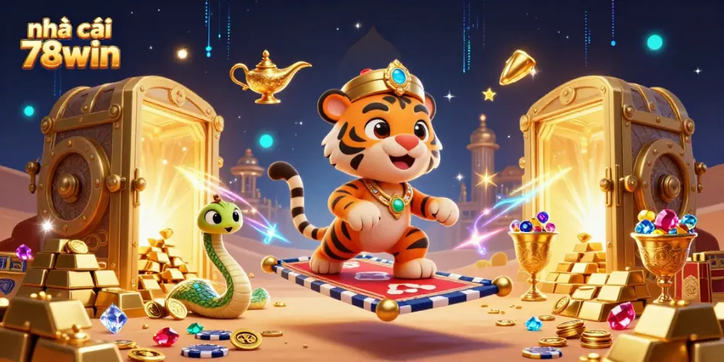 Engage in thrilling action at nhà cái 78win, surrounded by treasures and magic in a vibrant casino atmosphere