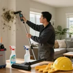 Mold Remediation West Vancouver technician inspecting for hidden mold in a cozy living room